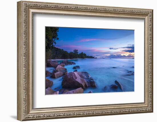 Beach at Sunset, La Digue, Seychelles-Jon Arnold-Framed Photographic Print