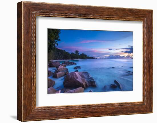 Beach at Sunset, La Digue, Seychelles-Jon Arnold-Framed Photographic Print