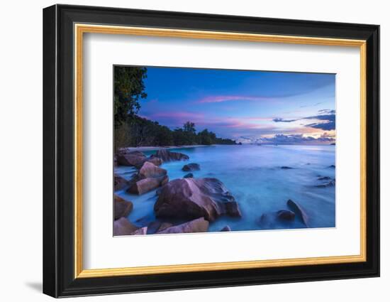 Beach at Sunset, La Digue, Seychelles-Jon Arnold-Framed Photographic Print