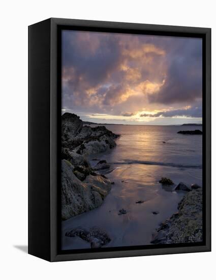 Beach at Sunset, Near Tully Cross, Connemara, County Galway, Connacht, Republic of Ireland-Gary Cook-Framed Premier Image Canvas