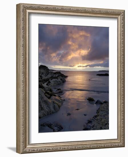Beach at Sunset, Near Tully Cross, Connemara, County Galway, Connacht, Republic of Ireland-Gary Cook-Framed Photographic Print