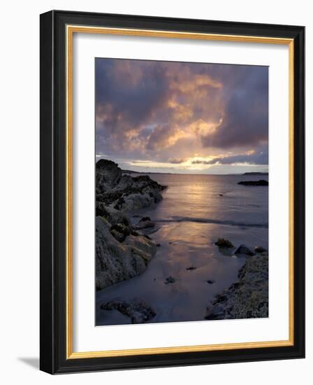 Beach at Sunset, Near Tully Cross, Connemara, County Galway, Connacht, Republic of Ireland-Gary Cook-Framed Photographic Print