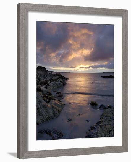 Beach at Sunset, Near Tully Cross, Connemara, County Galway, Connacht, Republic of Ireland-Gary Cook-Framed Photographic Print