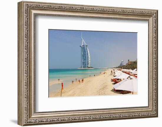 Beach at the Al Quasr Hotel of Madinat Jumeirah with View of Burj al Arab-null-Framed Premium Giclee Print