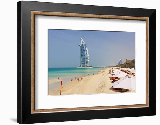 Beach at the Al Quasr Hotel of Madinat Jumeirah with View of Burj al Arab-null-Framed Premium Giclee Print