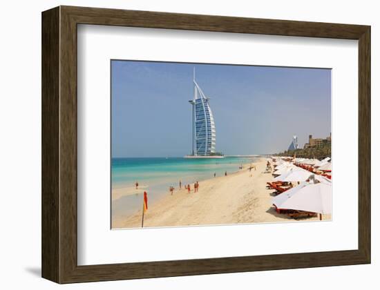 Beach at the Al Quasr Hotel of Madinat Jumeirah with View of Burj al Arab-null-Framed Premium Giclee Print