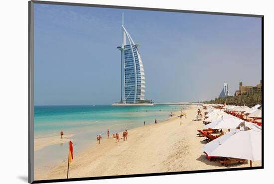 Beach at the Al Quasr Hotel of Madinat Jumeirah with View of Burj al Arab-null-Mounted Art Print