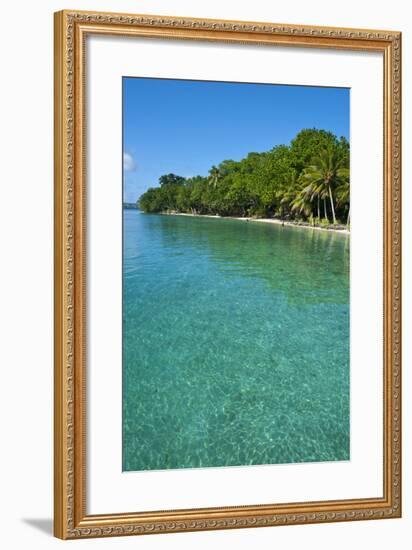 Beach at the Aore Islet before the Island of Espiritu Santo, Vanuatu, South Pacific-Michael Runkel-Framed Photographic Print