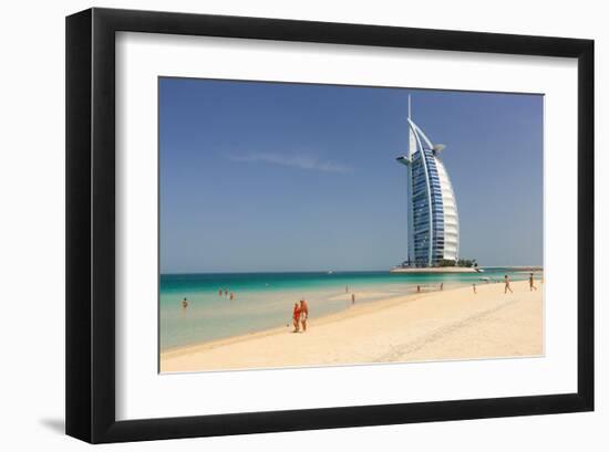 Beach at the Mina A'Salam Hotel Madinat Jumeirah with View of Burj al Arab-null-Framed Art Print