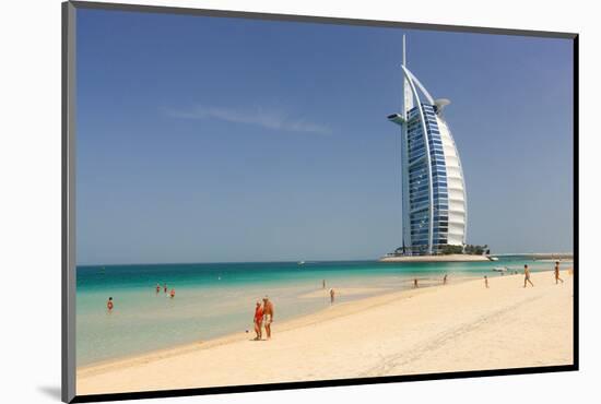 Beach at the Mina A'Salam Hotel Madinat Jumeirah with View of Burj al Arab-null-Mounted Art Print
