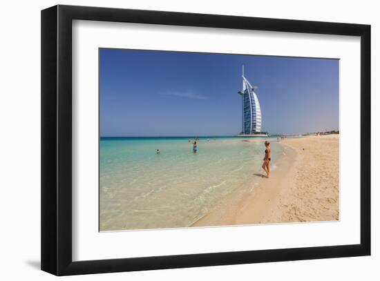 Beach at the Mina A'Salam Hotel Madinat Jumeirah with View towards Burj al Arab-null-Framed Art Print