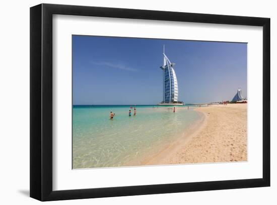 Beach at the Mina A'Salam Hotel Madinat Jumeirah with View towards Burj al Arab-null-Framed Art Print