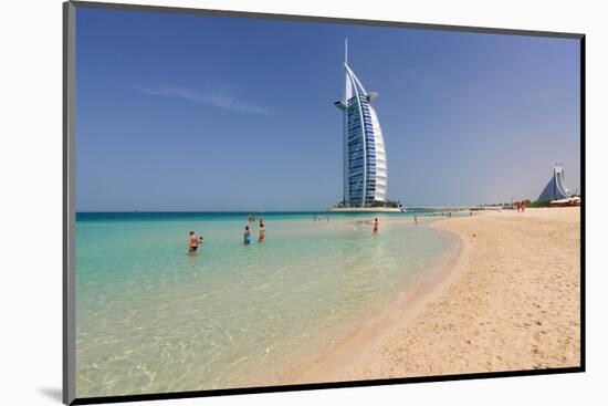 Beach at the Mina A'Salam Hotel Madinat Jumeirah with View towards Burj al Arab-null-Mounted Art Print