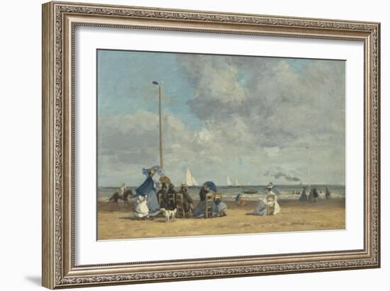 Beach at Trouville, 1864-5-Eugene Louis Boudin-Framed Giclee Print