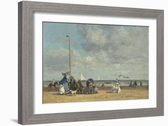 Beach at Trouville, 1864-5-Eugene Louis Boudin-Framed Giclee Print