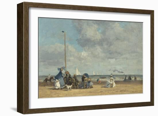 Beach at Trouville, 1864-5-Eugene Louis Boudin-Framed Giclee Print