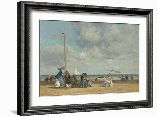 Beach at Trouville, 1864-5-Eugene Louis Boudin-Framed Giclee Print