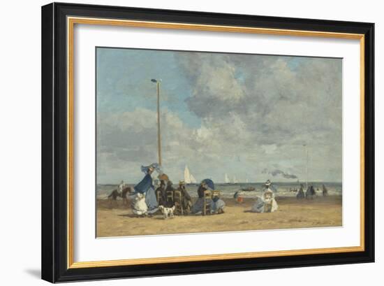 Beach at Trouville, 1864-5-Eugene Louis Boudin-Framed Giclee Print