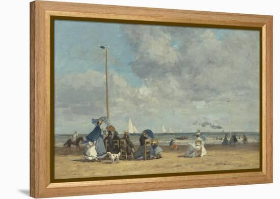 Beach at Trouville, 1864-5-Eugene Louis Boudin-Framed Premier Image Canvas