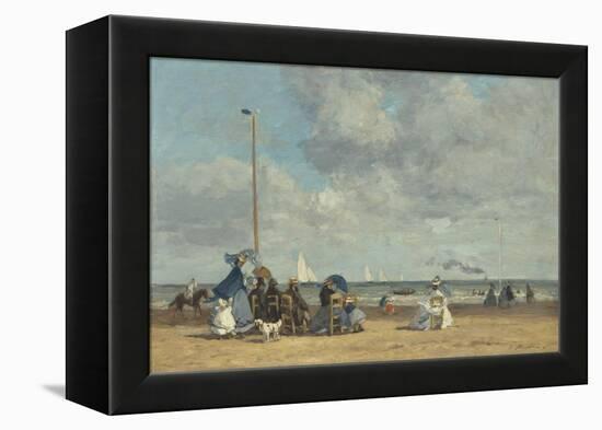 Beach at Trouville, 1864-5-Eugene Louis Boudin-Framed Premier Image Canvas