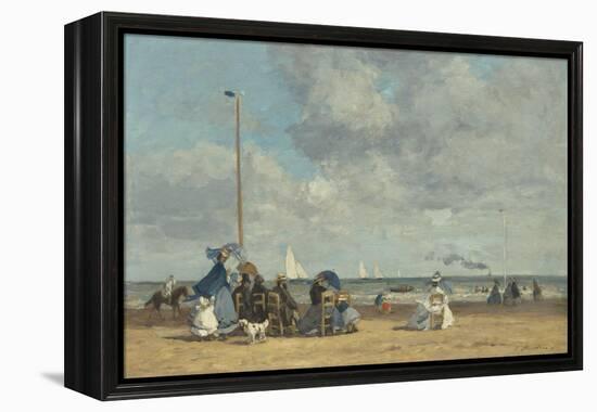 Beach at Trouville, 1864-5-Eugene Louis Boudin-Framed Premier Image Canvas