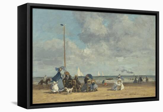 Beach at Trouville, 1864-5-Eugene Louis Boudin-Framed Premier Image Canvas