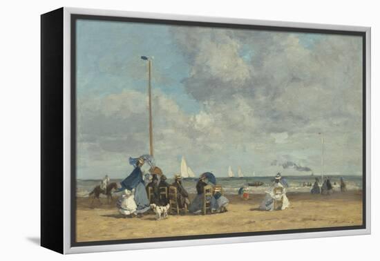 Beach at Trouville, 1864-5-Eugene Louis Boudin-Framed Premier Image Canvas