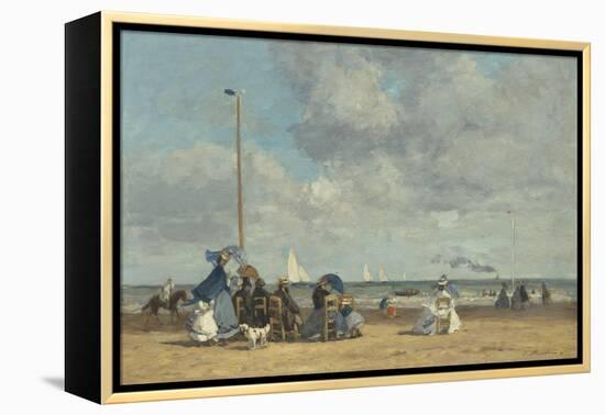 Beach at Trouville, 1864-5-Eugene Louis Boudin-Framed Premier Image Canvas