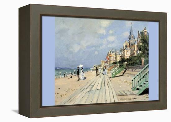 Beach at Trouville-Claude Monet-Framed Stretched Canvas