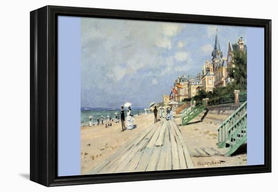 Beach at Trouville-Claude Monet-Framed Stretched Canvas