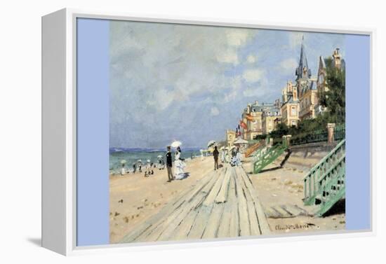 Beach at Trouville-Claude Monet-Framed Stretched Canvas