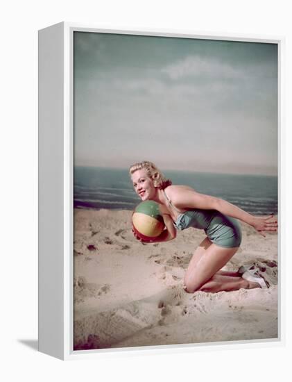 Beach Ball Girl, Woof-Charles Woof-Framed Premier Image Canvas