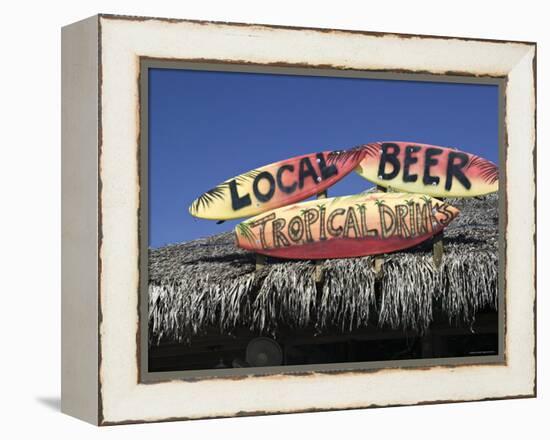 Beach Bar Sign, Grand Cayman, Cayman Islands, Caribbean-Walter Bibikow-Framed Premier Image Canvas