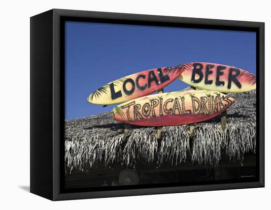 Beach Bar Sign, Grand Cayman, Cayman Islands, Caribbean-Walter Bibikow-Framed Premier Image Canvas