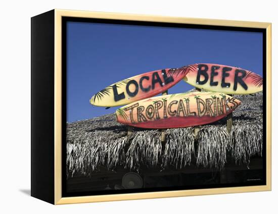 Beach Bar Sign, Grand Cayman, Cayman Islands, Caribbean-Walter Bibikow-Framed Premier Image Canvas