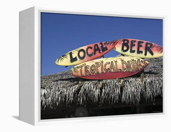Beach Bar Sign, Grand Cayman, Cayman Islands, Caribbean-Walter Bibikow-Framed Premier Image Canvas