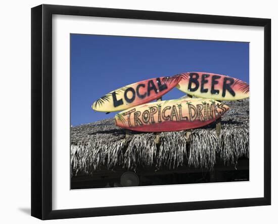 Beach Bar Sign, Grand Cayman, Cayman Islands, Caribbean-Walter Bibikow-Framed Photographic Print