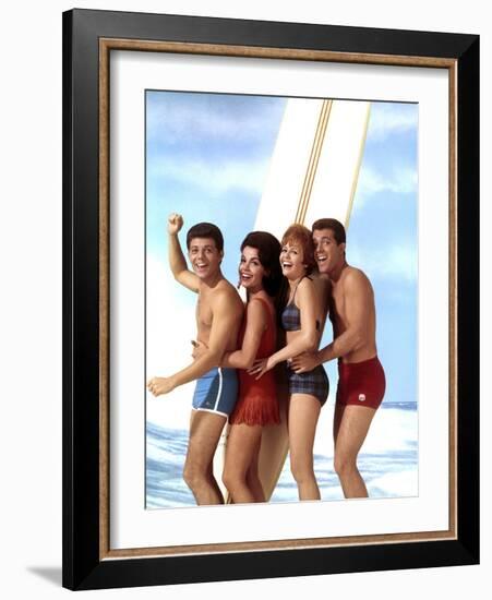 Beach Blanket Bingo, Frankie Avalon, Annette Funicello, Deborah Walley, John Ashley, 1965-null-Framed Photo