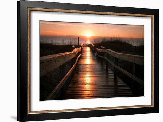 Beach Boardwalk Sunrise-Lantern Press-Framed Art Print
