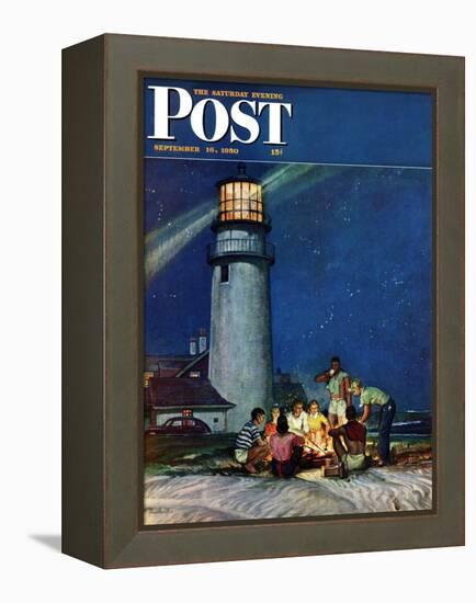 "Beach Bonfire" Saturday Evening Post Cover, September 16, 1950-Mead Schaeffer-Framed Premier Image Canvas