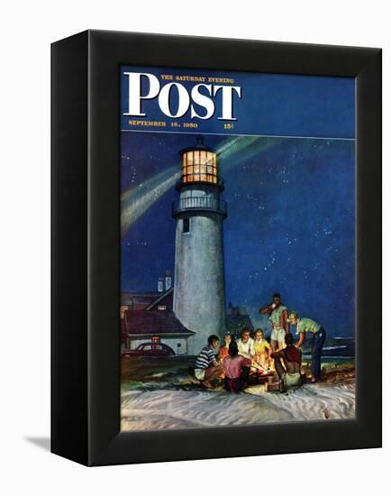 "Beach Bonfire" Saturday Evening Post Cover, September 16, 1950-Mead Schaeffer-Framed Premier Image Canvas