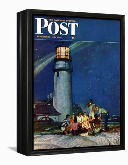 "Beach Bonfire" Saturday Evening Post Cover, September 16, 1950-Mead Schaeffer-Framed Premier Image Canvas