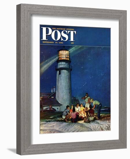 "Beach Bonfire" Saturday Evening Post Cover, September 16, 1950-Mead Schaeffer-Framed Giclee Print