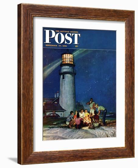 "Beach Bonfire" Saturday Evening Post Cover, September 16, 1950-Mead Schaeffer-Framed Giclee Print