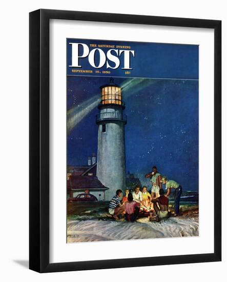 "Beach Bonfire" Saturday Evening Post Cover, September 16, 1950-Mead Schaeffer-Framed Giclee Print