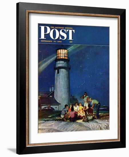 "Beach Bonfire" Saturday Evening Post Cover, September 16, 1950-Mead Schaeffer-Framed Giclee Print