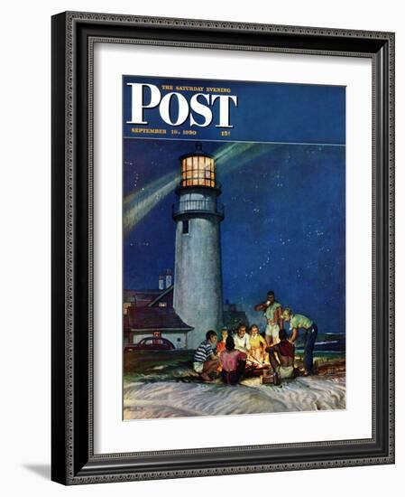 "Beach Bonfire" Saturday Evening Post Cover, September 16, 1950-Mead Schaeffer-Framed Giclee Print