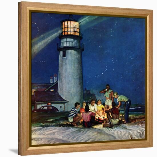 "Beach Bonfire", September 16, 1950-Mead Schaeffer-Framed Premier Image Canvas