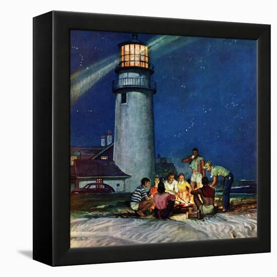 "Beach Bonfire", September 16, 1950-Mead Schaeffer-Framed Premier Image Canvas