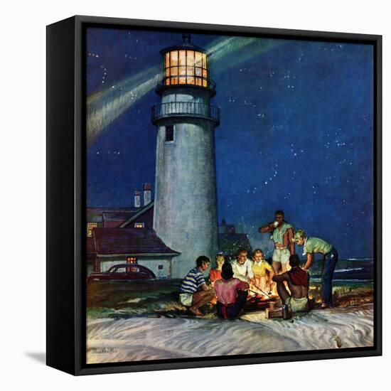"Beach Bonfire", September 16, 1950-Mead Schaeffer-Framed Premier Image Canvas